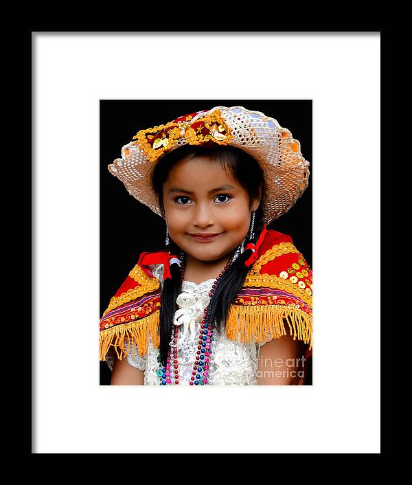 Girl Framed Print featuring the photograph Cuenca Kids 447 by Al Bourassa