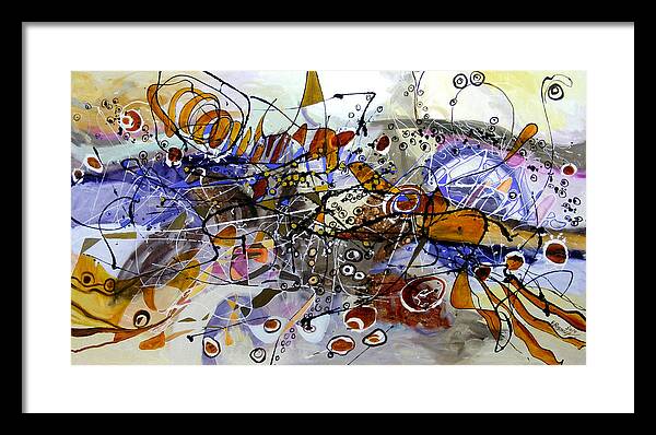 Abstract Framed Print featuring the painting Cum scrie vantul by Elena Bissinger