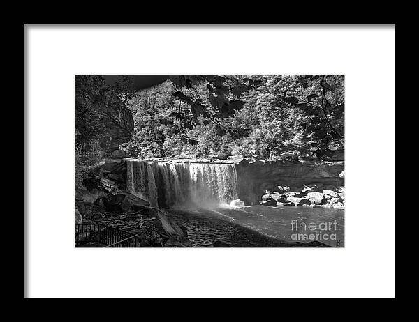 Landscape Framed Print featuring the photograph Cumberland Falls Six BW by Ken Frischkorn