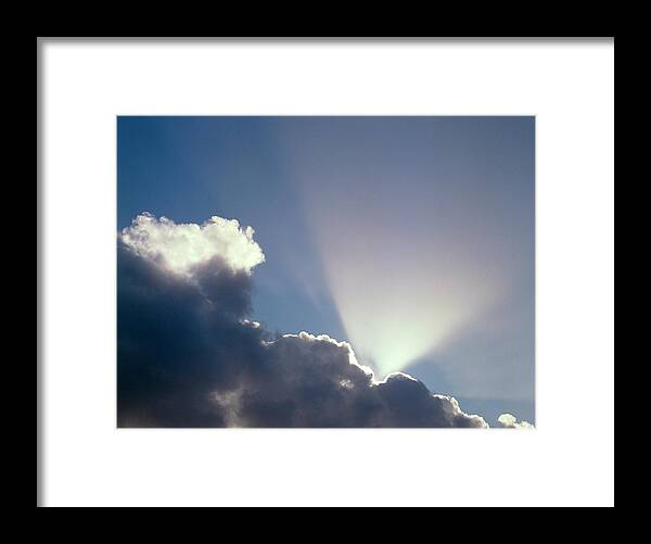 Cloud Framed Print featuring the photograph Cumulus Cloud With Sun-rays by Simon Fraser/science Photo Library