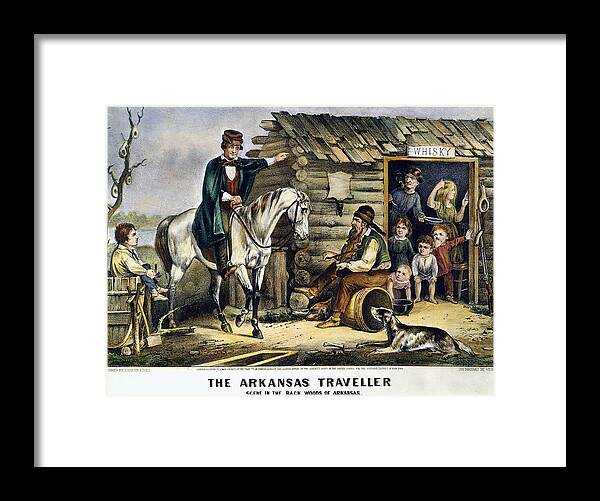 1870 Framed Print featuring the drawing The Arkansas Traveler by Currier and Ives