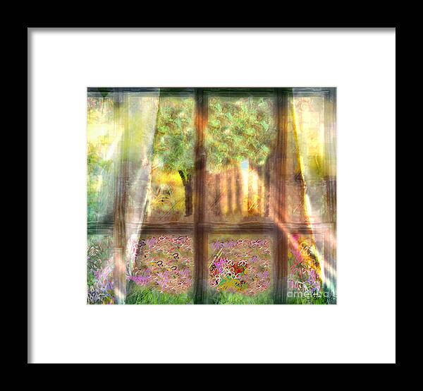 Landscape Framed Print featuring the digital art Curtains by Gabrielle Schertz