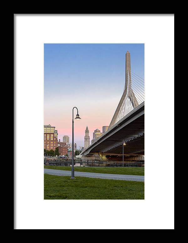 Boston Framed Print featuring the photograph Custom House And Zakim Bridge by Susan Candelario