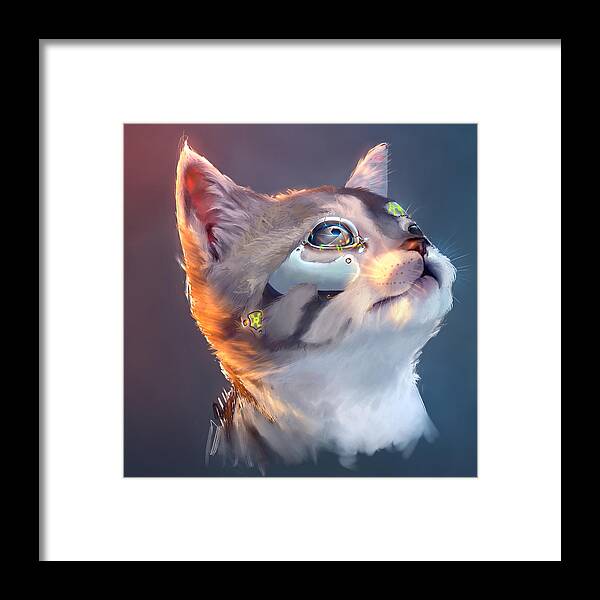 Cyborg Cat Painting by Matt Van Gorkom - Pixels