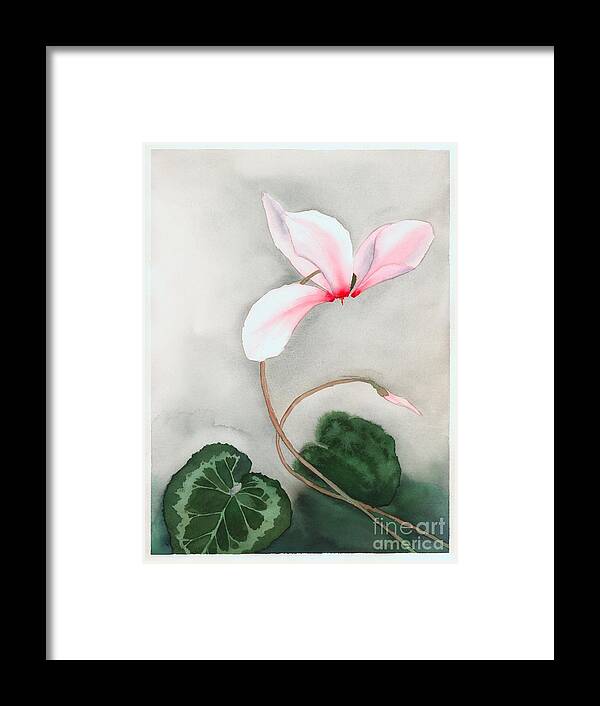 Floral Framed Print featuring the painting Cyclamen Dancer by Hilda Wagner