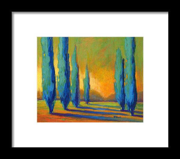 Cypress Framed Print featuring the painting Cypress Road 5 by Konnie Kim