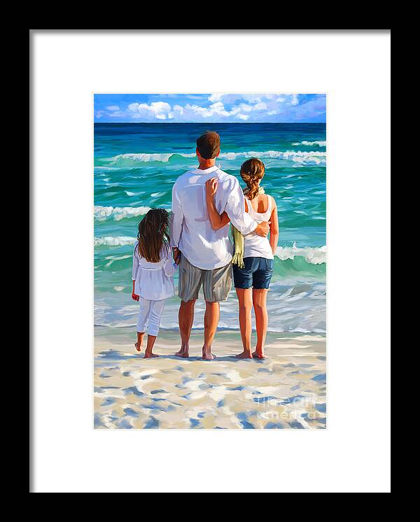 Dad And His Girls Framed Print featuring the painting Dad and His Girls by Tim Gilliland