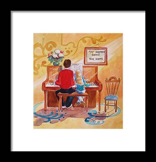 Piano Framed Print featuring the painting Daddy's Little Girl by Marilyn Jacobson