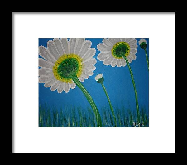 Daisy Framed Print featuring the painting Daisies by Angie Butler