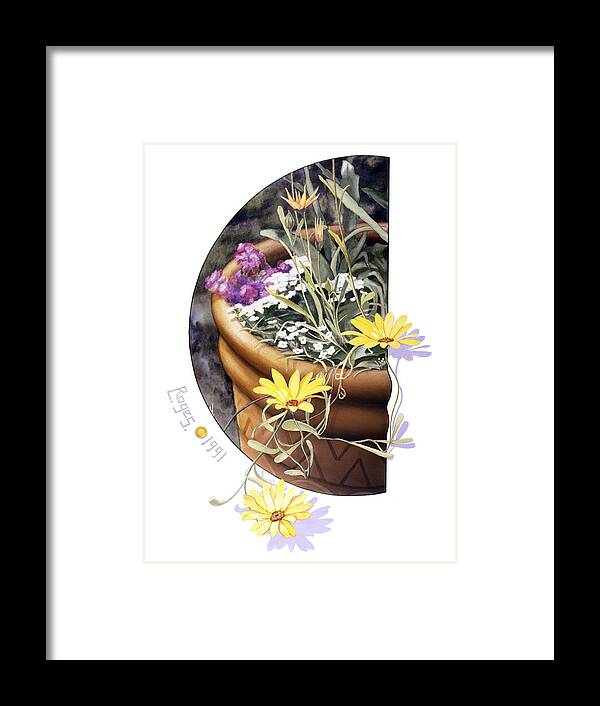 Yellow Framed Print featuring the painting Daisies by Roger Snyder
