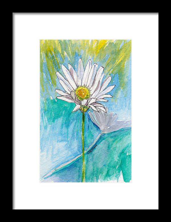 White Daisy With Yellow Center Framed Print featuring the painting Daisy Expression by Julie Maas