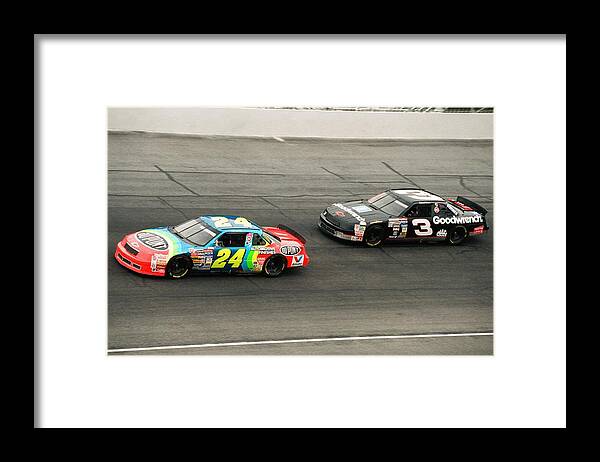 Nascar Framed Print featuring the photograph Jeff Gordon and Dale Earnhardt by Retro Images Archive