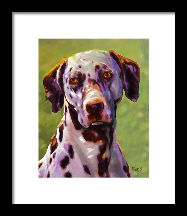 Dalmatian Framed Print featuring the painting Dalmas by Anthony Mwangi