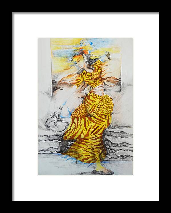 Indian Art Framed Print featuring the painting Dance-20 by Bhanu Dudhat