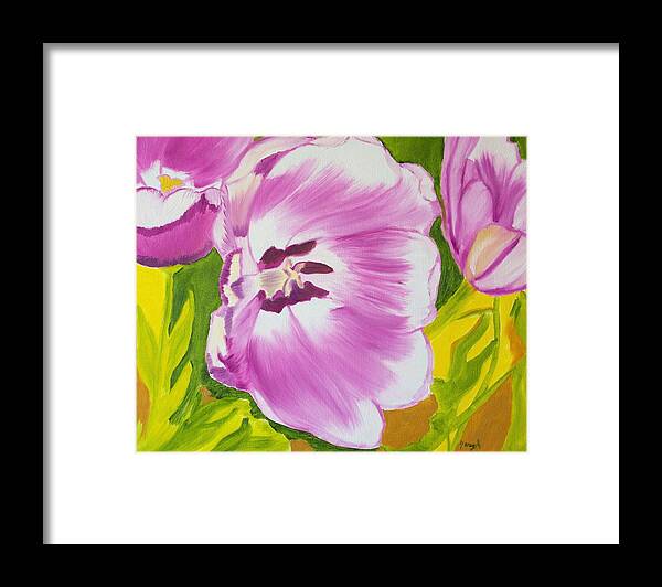 Tulips Framed Print featuring the painting Dance With Me by Meryl Goudey