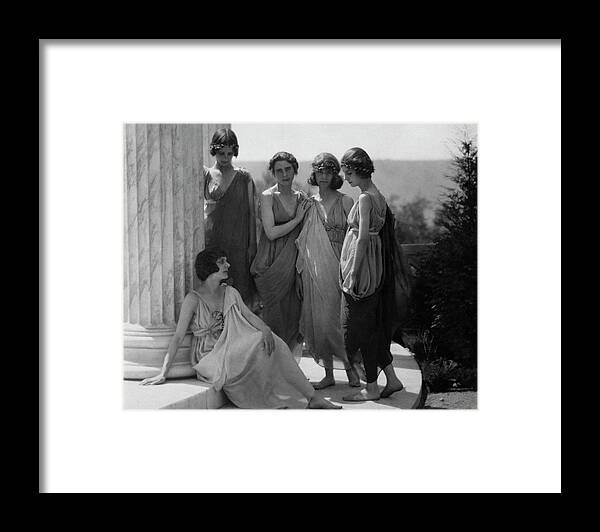 Dance Framed Print featuring the photograph Dancers By A Column by Arnold Genthe