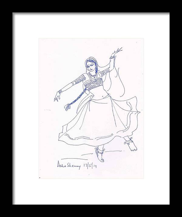 Indian Dancer Framed Print featuring the painting Dancing damsel by Asha Sudhaker Shenoy