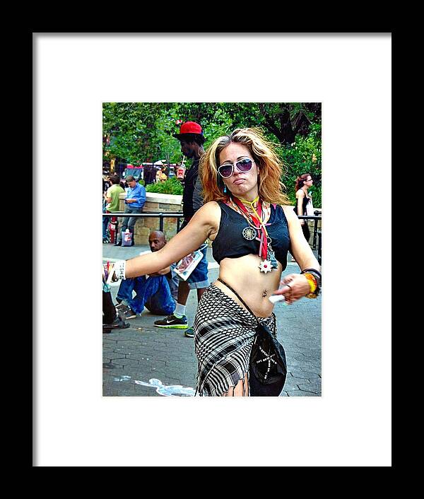 Girl Dancing To Her On Beat Framed Print featuring the photograph Dancing Girl Union Square NYC by Joan Reese