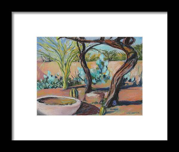 Trees Framed Print featuring the painting Dancing Mesquite Trees by Linda Novick