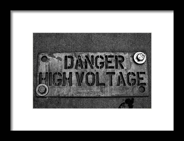 Sign Framed Print featuring the photograph Danger High Voltage by Hillis Creative