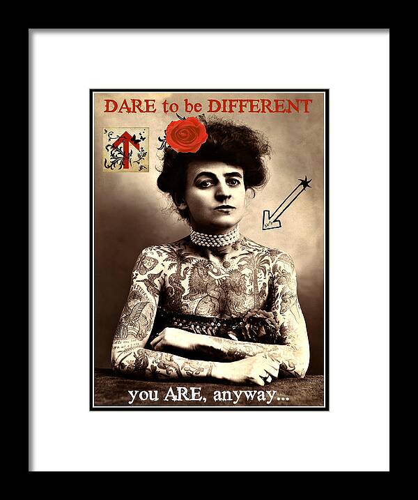 Vintage Framed Print featuring the photograph Dare to be Different by Lora Mercado