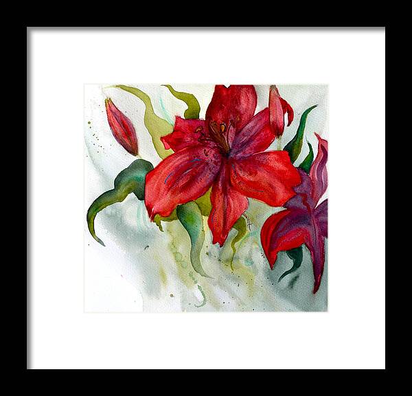 Lily Framed Print featuring the painting Dark Stars Detail by Beverley Harper Tinsley