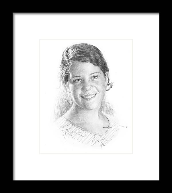 <a Href=http://miketheuer.com Target =_blank>www.miketheuer.com</a> Daughter Pencil Portrait Framed Print featuring the drawing Daughter Pencil Portrait by Mike Theuer