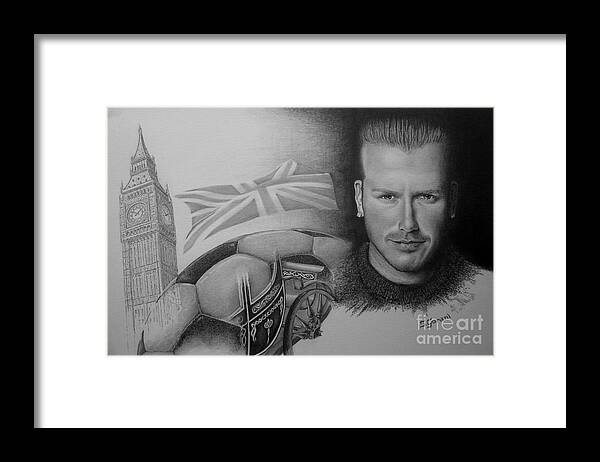 David Beckham Framed Print featuring the drawing David Beckham by Geni Gorani