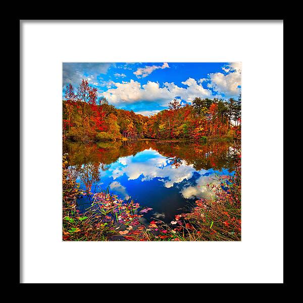 Fall Framed Print featuring the photograph Davis Pond Reflections by Steven Llorca
