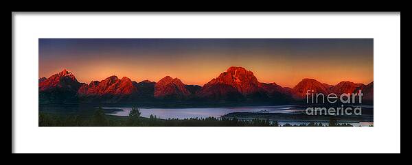 Wyoming Landscape Framed Print featuring the photograph Dawn Light on the Tetons Grant Tetons National Park Wyoming by Dave Welling