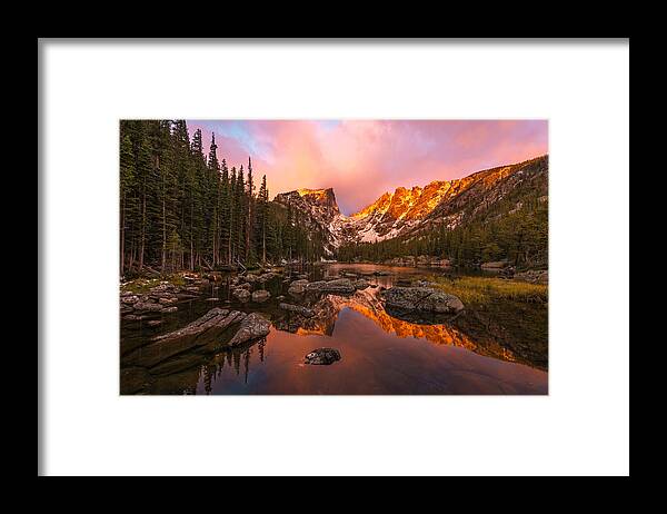 Dream Lake Framed Print featuring the photograph Dawn of Dreams by Dustin LeFevre