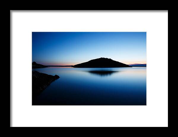 Losinj Framed Print featuring the photograph Dawn over Veli and Mali Osir islands on Losinj in Croatia by Ian Middleton