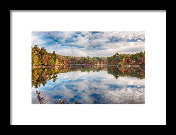 Autumn Foliage Framed Print featuring the photograph Dawn reflection of fall colors by Jeff Folger