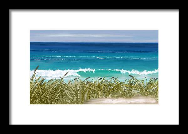 Seascape Framed Print featuring the digital art Day at the beach by Anthony Fishburne