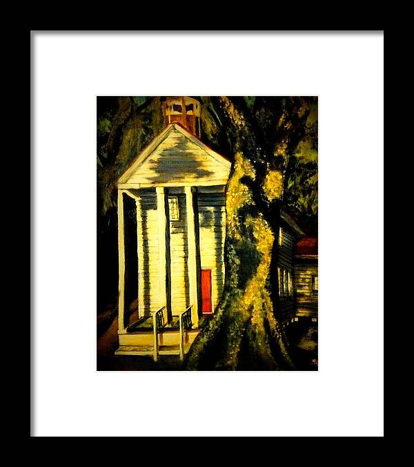 Beaufort Framed Print featuring the painting Daybreak on Oak Church by Alexandria Weaselwise Busen
