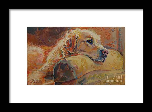 Golden Retriever Framed Print featuring the painting Daydream by Kimberly Santini