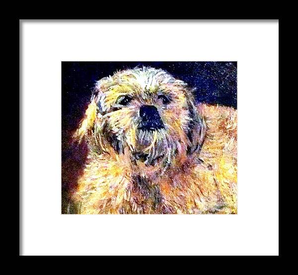 This Is My Sister In Laws Sweet Little Dog. He Is A Real Love Bug. Framed Print featuring the painting D.c. by Patricia Trudeau