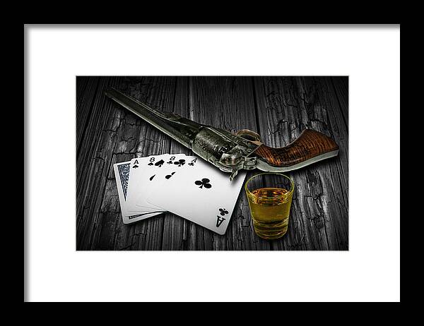Game Framed Print featuring the photograph Dead Man's Hand Aces and Eights by Randall Nyhof