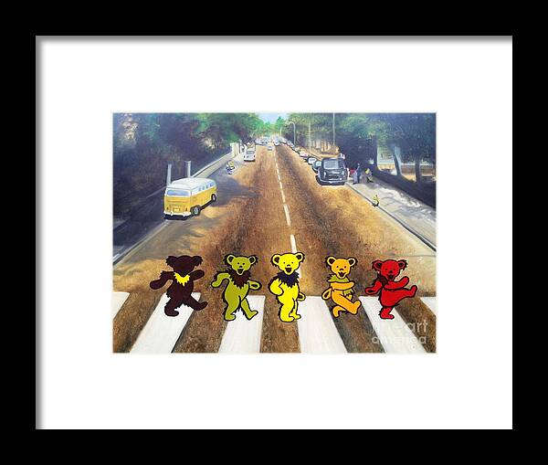 Beatles Framed Print featuring the painting Dead on Abbey Road by Jen Santa