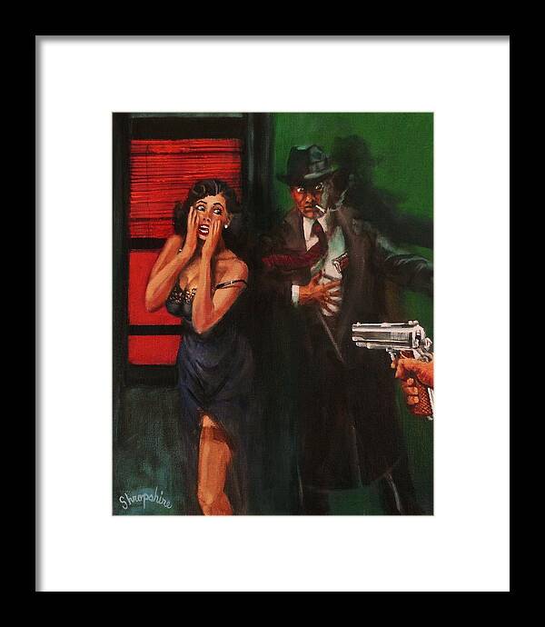  Art Noir Framed Print featuring the painting Deadly Surprise by Tom Shropshire