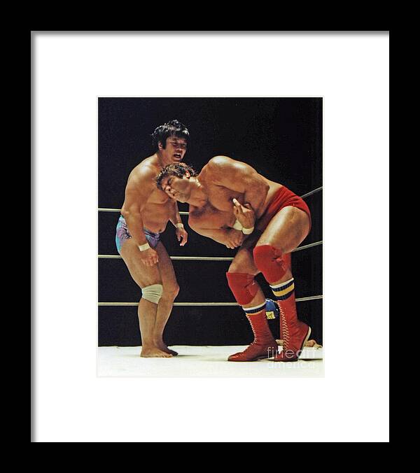 Old School Wrestling Framed Print featuring the photograph Dean Ho vs Don Muraco in Old School Wrestling from the Cow Palace by Jim Fitzpatrick