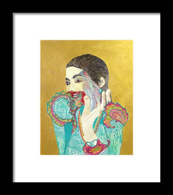 Acrylic Framed Print featuring the painting Dearest Farah Pahlavi by Sima Amid Wewetzer