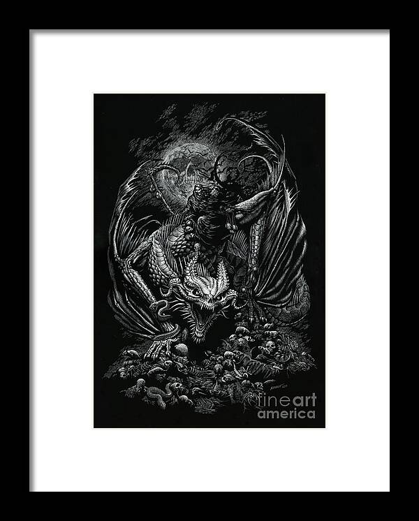 Dragon Framed Print featuring the digital art Death Dragon by Stanley Morrison
