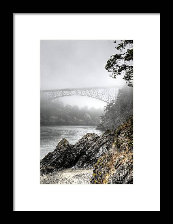 Deception Pass Framed Print featuring the photograph Deception Pass Bridge by Sarah Schroder