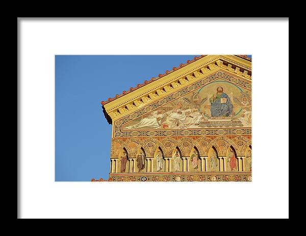 Amalfi Framed Print featuring the photograph Decorations On The Facade Of Amalfi by Massimo Pizzotti