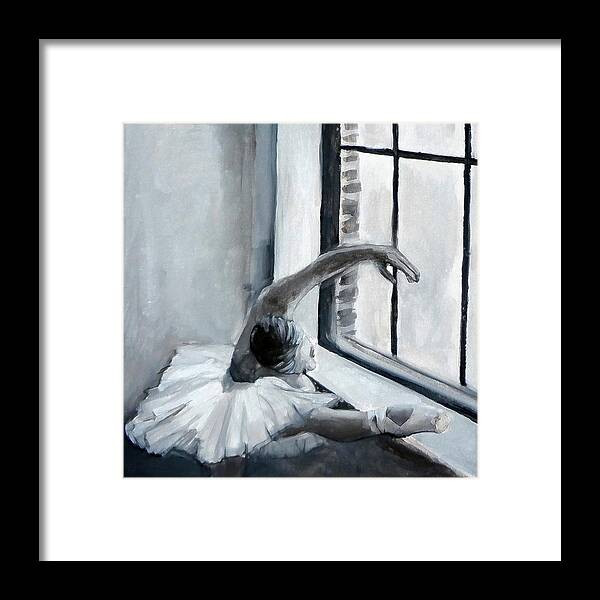 Ballerina Framed Print featuring the painting Dedication by Katy Hawk