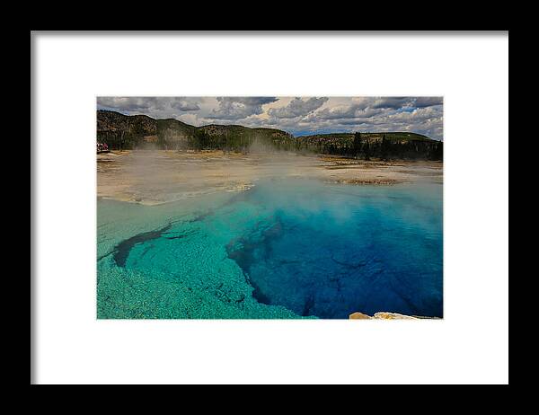 Grand Prismatic Spring Midway Yellowstone National Park Wyoming Mountain Landscape Posters Framed Print featuring the photograph Deep Blue by Harry Spitz