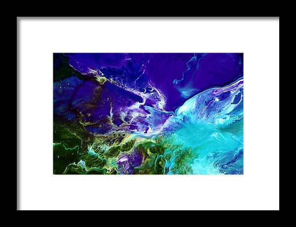 Underwater Lanscape Framed Print featuring the painting Deep Blue Sea Abstract by Serg Wiaderny