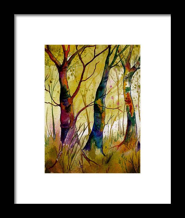 Landscape Framed Print featuring the painting Deep In The Woods by Brenda Owen