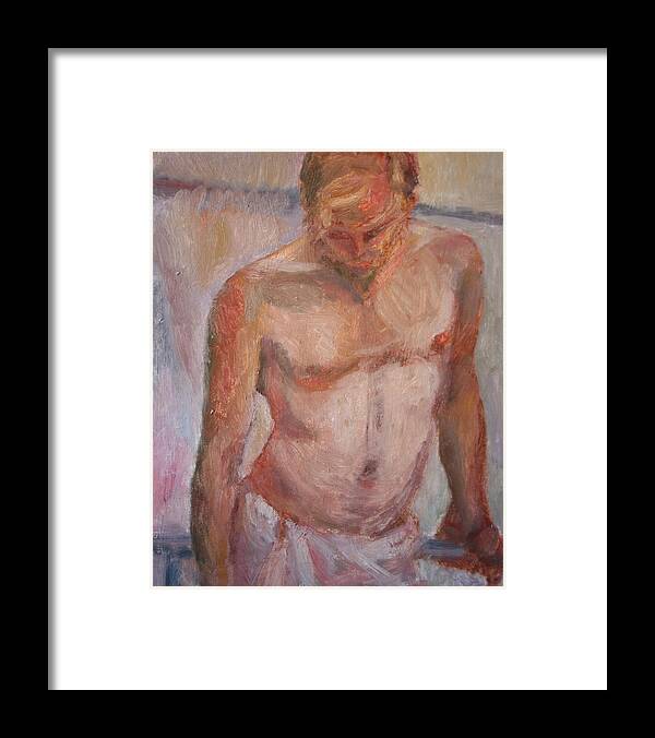 Oil On Canvas Framed Print featuring the painting Untitled - Original Impressionist Figure Painting by Quin Sweetman